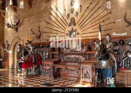 Sala banchetti a Warwick Castle, Warwick, Warwickshire, Inghilterra Foto Stock