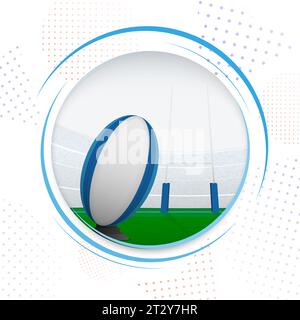 Pallone di rugby nell'angolo dello stadio. Icona del rugby Circle. Illustrazione vettoriale. Illustrazione Vettoriale