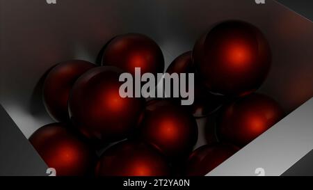Un gran numero di palline colorate. Progettazione. Palline luminose di diverse dimensioni che girano in direzioni diverse nella grafica computerizzata. Foto Stock