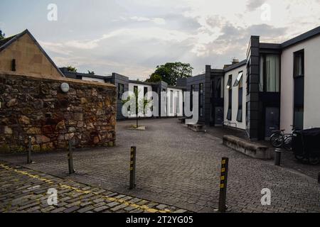 QUARTIERE RESIDENZIALE CON DIVERSE CASE IN UNA GIORNATA NUVOLOSA Foto Stock