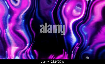 Bellissime onde fluide di liquido viola e rosa. Movimento. Linee ondulate Fantasy con effetto gradiente. Foto Stock