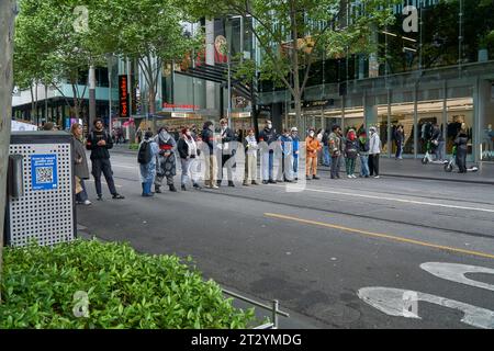 22 ottobre 2023 Melbourne Victoria Australia Pro manifestanti Palistiniani bloccano Swanston Street Foto Stock