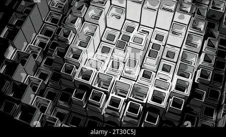 Volare attraverso linee al neon luminose creando un tunnel, spettro viola blu rosso rosa, luce ultravioletta fluorescente, illuminazione colorata moderna, 4K Foto Stock