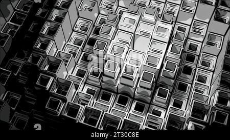 Volare attraverso linee al neon luminose creando un tunnel, spettro viola blu rosso rosa, luce ultravioletta fluorescente, illuminazione colorata moderna, 4K Foto Stock