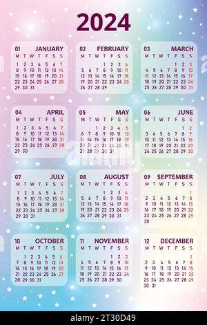 Calendario tascabile per il 2024 Illustrazione Vettoriale