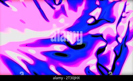 Viola e giallo blot di luce. Progettazione. Pezzi di vernice brillanti che sventolano in direzioni diverse realizzati nell'animazione dei cartoni animati. Foto Stock