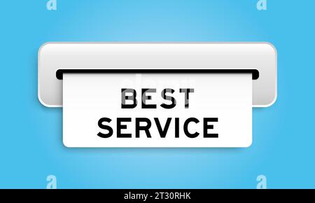 Banner coupon bianco con Word BEST service from machine su sfondo blu Illustrazione Vettoriale