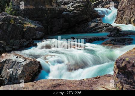 Cascata Donfoss sul fiume Otta, nell'area del parco nazionale in Norvegia Foto Stock