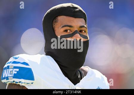 Baltimora, Stati Uniti. 22 ottobre 2023. Il cornerback dei Detroit Lions Cameron Sutton (1) si riscalda prima di affrontare i Baltimore Ravens al M&T Bank Stadium di Baltimora, Maryland, domenica 22 ottobre 2023. Foto di David Tulis/UPI credito: UPI/Alamy Live News Foto Stock