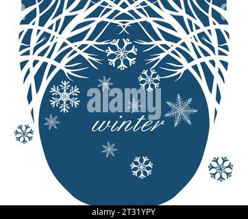 Alberi invernali con fiocchi di neve. disegno manuale. Non ai, Illustrat3. Illustrazione vettoriale Illustrazione Vettoriale