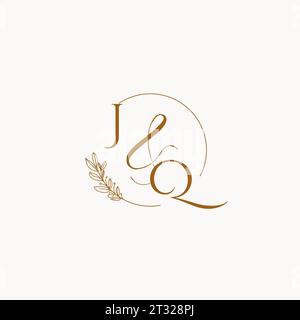 Idee per il design del logo del monogramma di matrimonio iniziale JQ Illustrazione Vettoriale