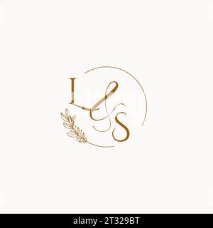 Idee di design del logo del monogramma di matrimonio iniziale LS Illustrazione Vettoriale