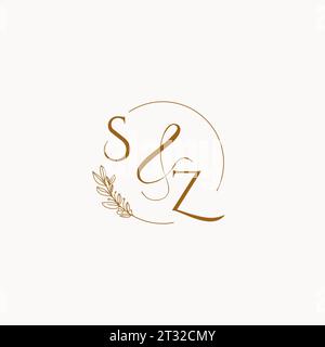 Idee di design del logo monogramma iniziale del matrimonio SZ Illustrazione Vettoriale