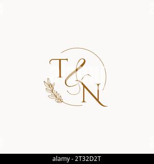 TN idee di design del logo monogramma iniziale del matrimonio Illustrazione Vettoriale