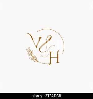 Idee per il design del logo del monogramma iniziale del matrimonio VH Illustrazione Vettoriale