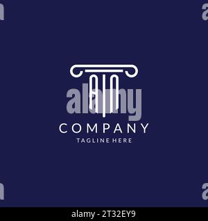 UN monogramma con logo a forma di pilastro con design vettoriale Illustrazione Vettoriale