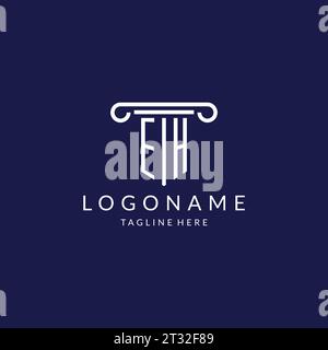 Monogramma logo EH con design a colonna vettoriale Illustrazione Vettoriale