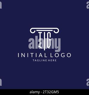 Monogramma logo IG con design a colonna vettoriale Illustrazione Vettoriale