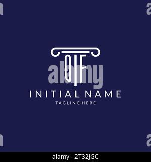 DI monogramma logo con design a colonna vettoriale Illustrazione Vettoriale