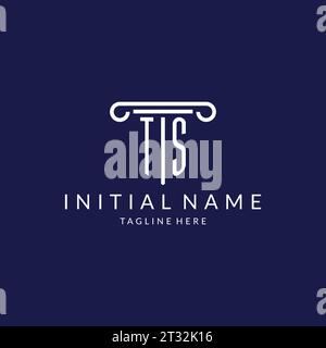 Monogramma con logo TS con design a colonna vettoriale Illustrazione Vettoriale