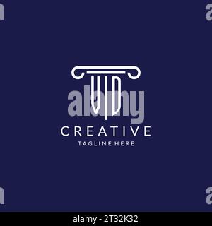 Monogramma con logo VD con design a colonna vettoriale Illustrazione Vettoriale