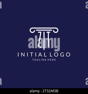 Monogramma con logo ZT con design a colonna vettoriale Illustrazione Vettoriale