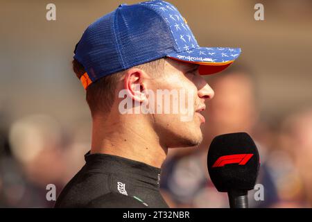 Austin, USA. 14 settembre 2023. Il pilota della McLaren Lando Norris si piazza terzo al Gran Premio di Formula 1 Lenovo degli Stati Uniti sul circuito delle Americhe di Austin, Texas, 22 ottobre 2023. (Foto di Stephanie Tacy/Sipa USA) credito: SIPA USA/Alamy Live News Foto Stock