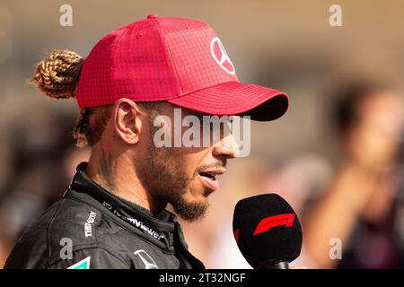 Austin, USA. 14 settembre 2023. Il pilota Mercedes Lewis Hamilton si piazza 2° al Gran Premio di Formula 1 Lenovo degli Stati Uniti sul circuito delle Americhe di Austin, Texas, 22 ottobre 2023. (Foto di Stephanie Tacy/Sipa USA) credito: SIPA USA/Alamy Live News Foto Stock