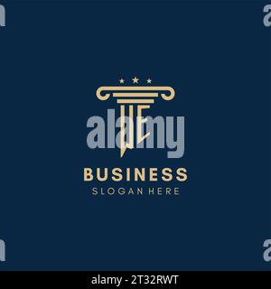 ABBIAMO monogramma logo iniziale con pilastro e stelle, ispirazione per il design dello studio legale Illustrazione Vettoriale