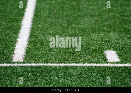 Marcature di yard su un campo da football americano Foto Stock