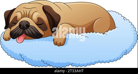 Carino cartone animato che dorme sul cuscino Illustrazione Vettoriale