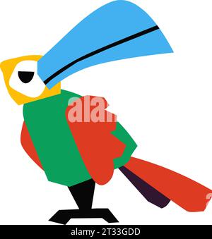 I bambini di Toucan disegnano un uccello tropicale estivo Illustrazione Vettoriale