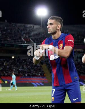 Sabadell, Barcellona, Spagna. 22 ottobre 2023. Barcellona Spagna 22.10.2023 Ferran Torres guarda durante la Liga EA Sports tra FC Barcelona e Athletic Club all'Estadi Olimpic Lluis Companys il 22 ottobre 2023 a Barcellona. (Immagine di credito: © Xavi Urgeles/ZUMA Press Wire) SOLO USO EDITORIALE! Non per USO commerciale! Foto Stock