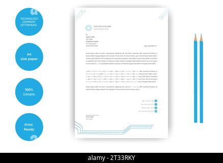 Modello carta intestata Tech Business Stationery . Illustrazione Vettoriale