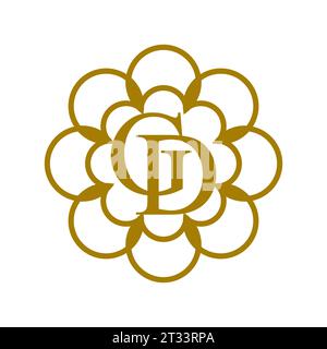 Design elegante con logo in oro floreale Letter G D. illustrazione vettoriale. Illustrazione Vettoriale