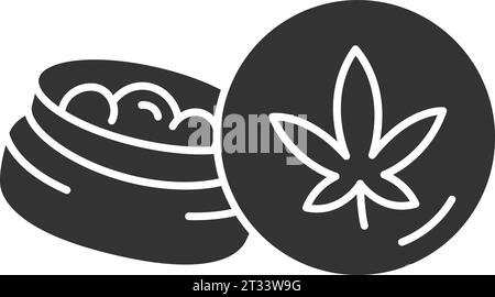 Icona semi di canapa in stile glifo semplice 2D. Illustrazione Vettoriale