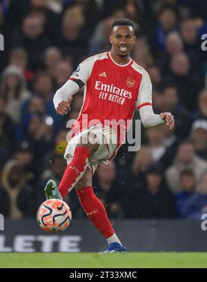 Londra, Regno Unito. 21 ottobre 2023 - Chelsea contro Arsenal - Premier League - Stamford Bridge. Gabriel Magalhaes in azione contro Chelsea. Credito immagine: Mark Pain/Alamy Live News Foto Stock