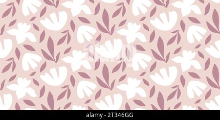 Fiori di bellezza con motivo floreale senza cuciture disegnati a mano Illustrazione Vettoriale