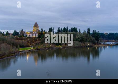 L'Olympia, Washington Capital Building al tramonto di dicembre Foto Stock