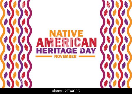 Illustrazione vettoriale del giorno del patrimonio nativo americano. Novembre. Adatto per biglietti d'auguri, poster e striscioni Illustrazione Vettoriale