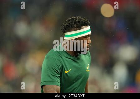 Siya Kolisi del Sudafrica prima della semifinale della Coppa del mondo di rugby 2023 tra Inghilterra e Sudafrica allo Stade de France di Saint-Denis, in Francia, il 21 ottobre 2023. Crediti: FAR EAST PRESS/AFLO/Alamy Live News Foto Stock