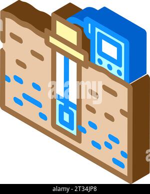illustrazione del vettore icona isometrica per il campionamento delle acque sotterranee Illustrazione Vettoriale