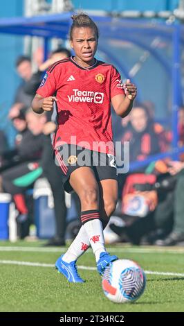 Walton Hall Park, Liverpool, Merseyside, Inghilterra. 22 ottobre 2023. Nikita Parris n. 22 del Manchester United Women on the ball, durante l'Everton Women V Manchester United Women Football Club al Walton Hall Park, nella Barclays Women's Super League/Women's Super League. (Immagine di credito: ©Cody Froggatt/Alamy Live News) Foto Stock