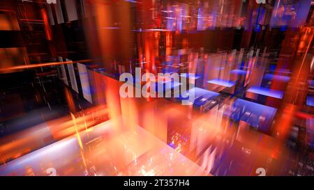Futuristico sfondo di luce astratta, design tecnologico, luce al neon moderna, spazio luminoso. rendering 3d. Foto Stock