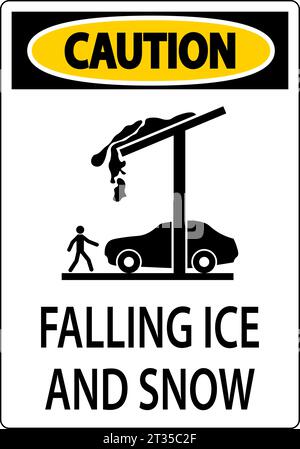 Segnale di attenzione ghiaccio e neve attenzione - segnale di caduta di ghiaccio e neve Illustrazione Vettoriale