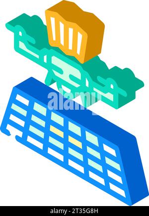 illustrazione vettore icona isometrica mappatura droni Illustrazione Vettoriale