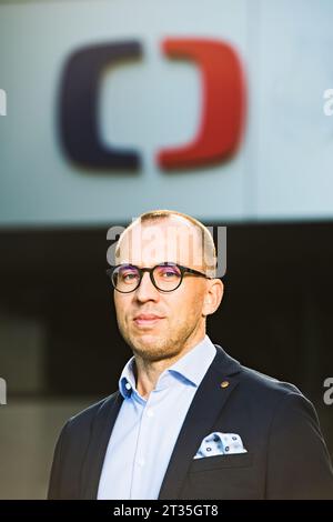 Brno, Repubblica Ceca. 23 ottobre 2023. Direttore dello studio Brno della televisione ceca Petr Albrecht posa per il ritratto a Brno, Repubblica Ceca, 23 ottobre 2023. Crediti: Patrik Uhlir/CTK Photo/Alamy Live News Foto Stock