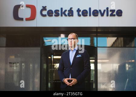 Brno, Repubblica Ceca. 23 ottobre 2023. Direttore dello studio Brno della televisione ceca Petr Albrecht posa per il ritratto a Brno, Repubblica Ceca, 23 ottobre 2023. Crediti: Patrik Uhlir/CTK Photo/Alamy Live News Foto Stock