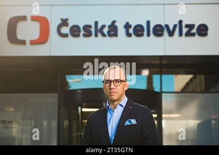 Brno, Repubblica Ceca. 23 ottobre 2023. Direttore dello studio Brno della televisione ceca Petr Albrecht posa per il ritratto a Brno, Repubblica Ceca, 23 ottobre 2023. Crediti: Patrik Uhlir/CTK Photo/Alamy Live News Foto Stock