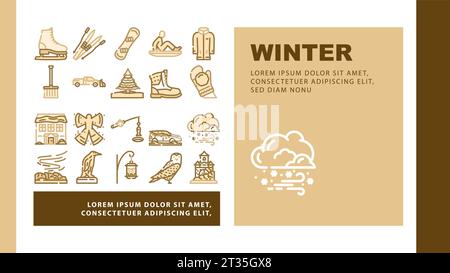 vettore di atterraggio blu per la stagione invernale della neve Illustrazione Vettoriale